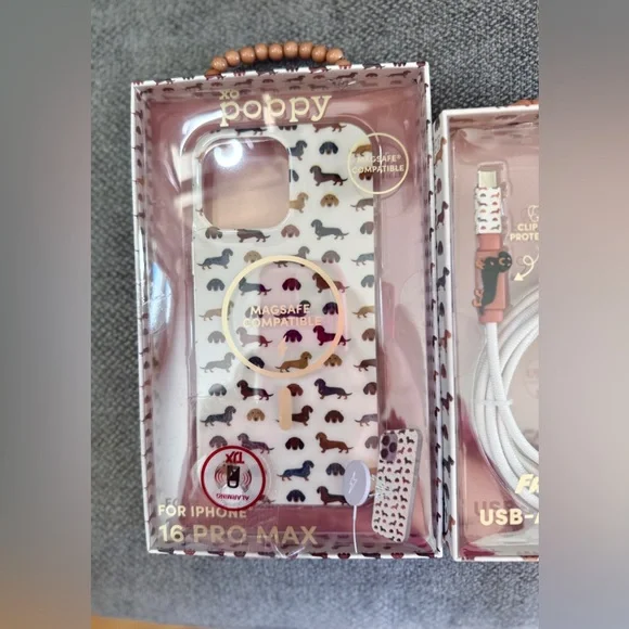 🐾 XO Poppy Dachshund iPhone 16 Pro Max Case + 10ft USB-C Fast Charging Cable - Picture 3 of 8